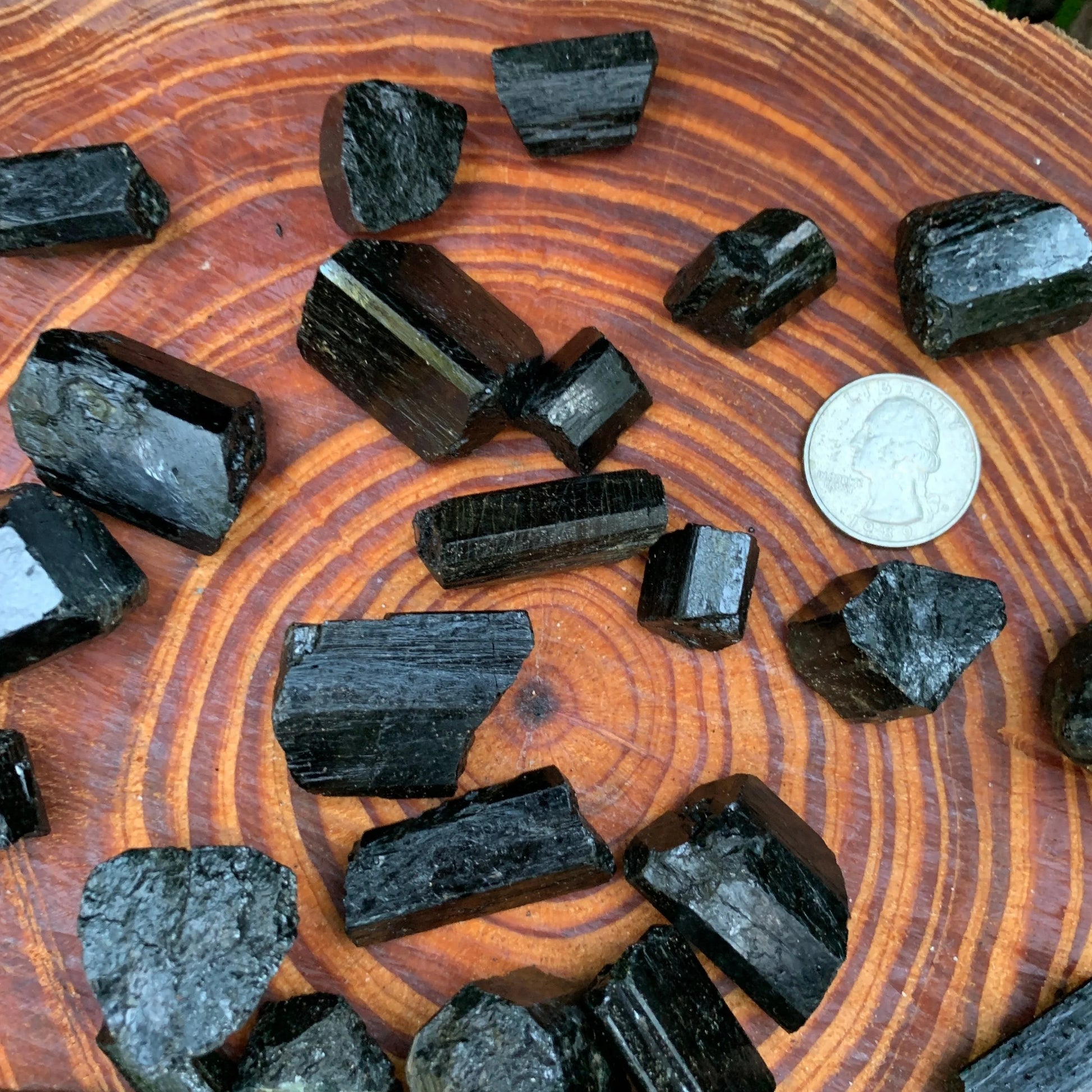 Lifestyle view of a Black Tourmaline raw stone, from Madagascar.