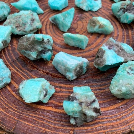 Full profile of Grade AA Amazonite raw ready to ship from Beyond Bohemian