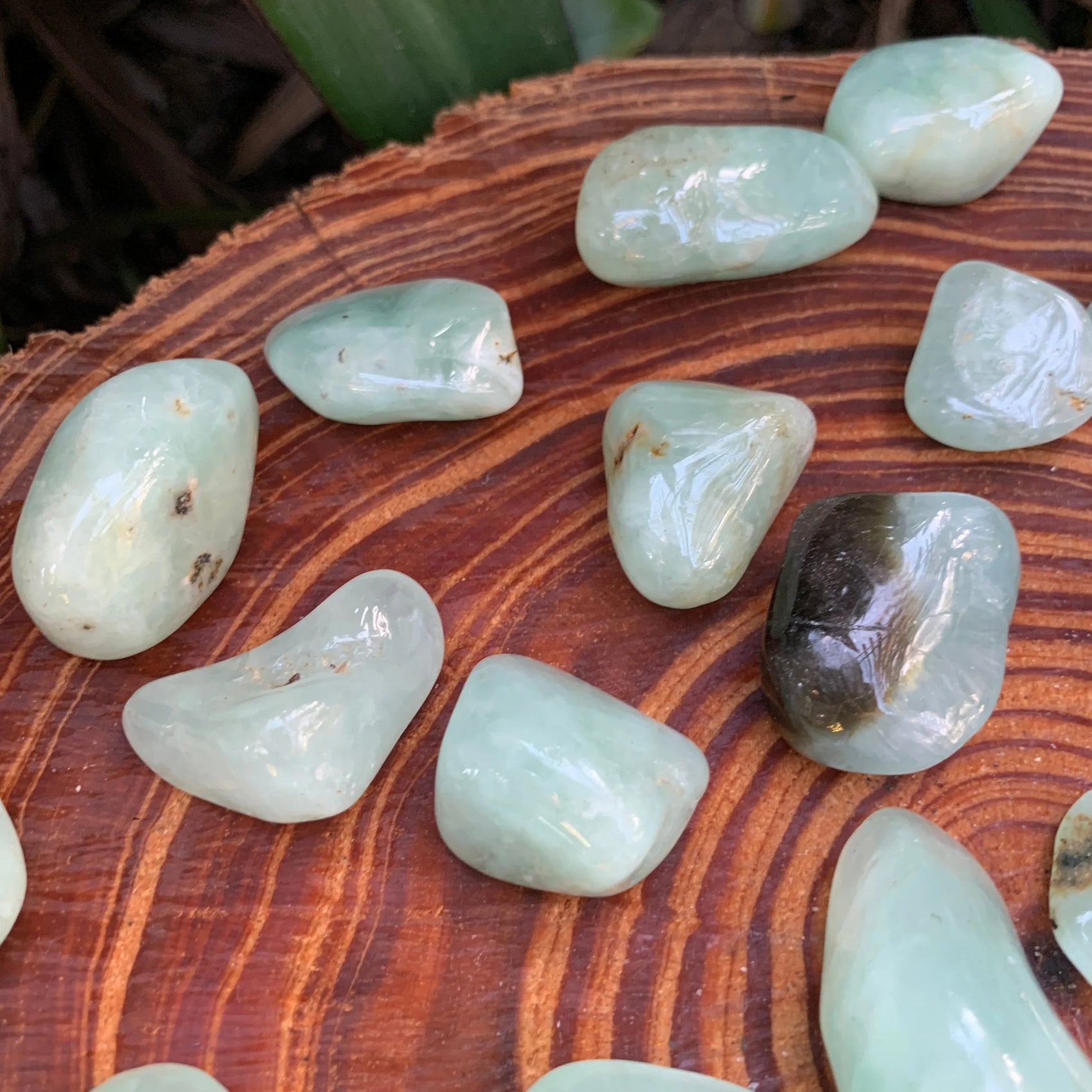 Bulk Prehnite tumbled stones from Namibia, Green, Yellow stones for Emotional Healing