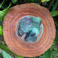 Bird's-eye view of Grade AA Fluorite raw stone, showing open form, sourced from China.