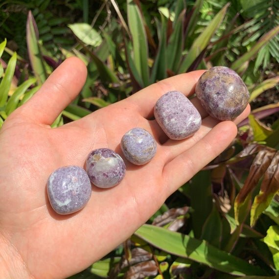 Handheld Lepidolite crystal from Peru for meditation, Emotional Healing and Stress Relief