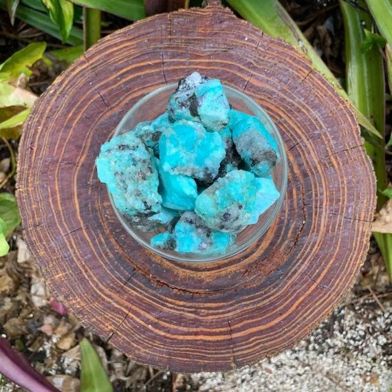 Grade aa amazonite raw held in hand for size reference