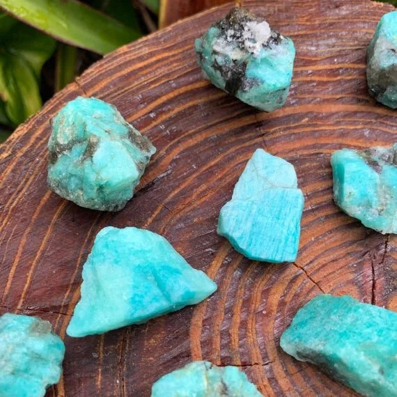 Full profile of Grade AA Amazonite raw ready to ship from Beyond Bohemian