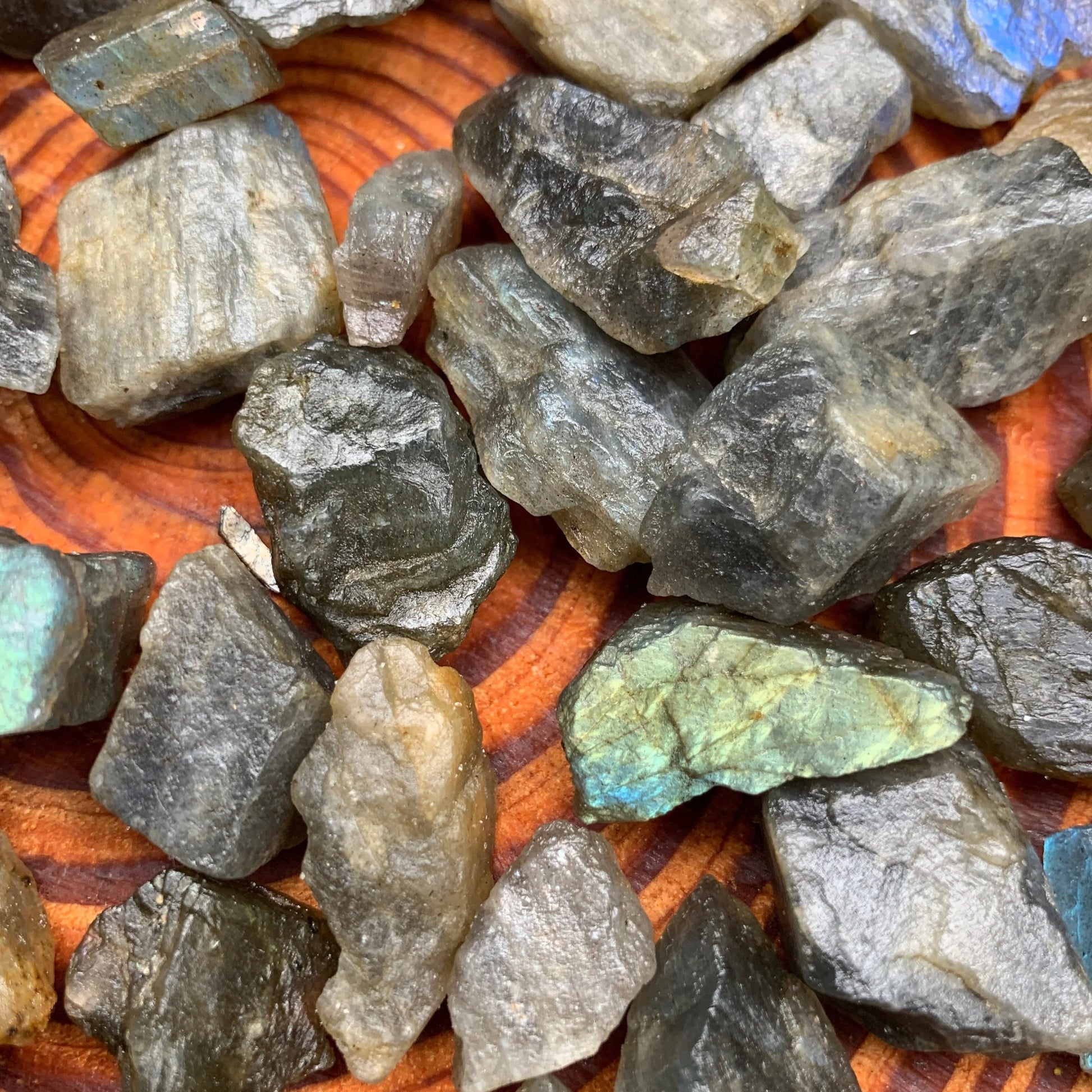 Full profile of Grade AA Labradorite raw ready to ship from Beyond Bohemian