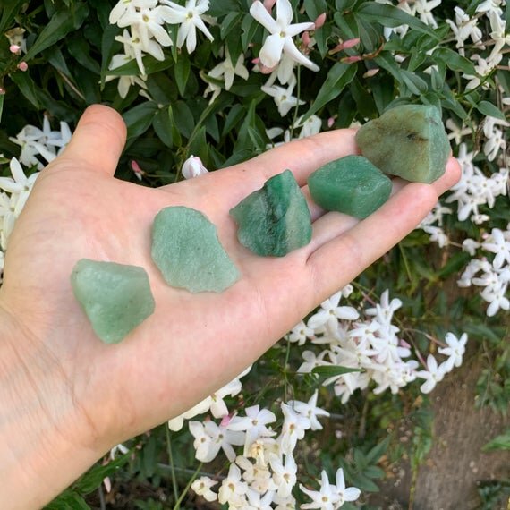 Full profile of Grade AA Aventurine raw ready to ship from Beyond Bohemian