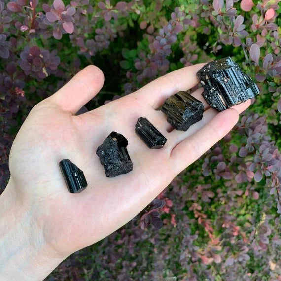 Full profile of Grade AAA Black Tourmaline raw ready to ship from Beyond Bohemian