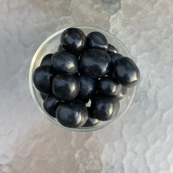 Full profile of Grade AA Black Onyx tumbled stone ready to ship from Beyond Bohemian