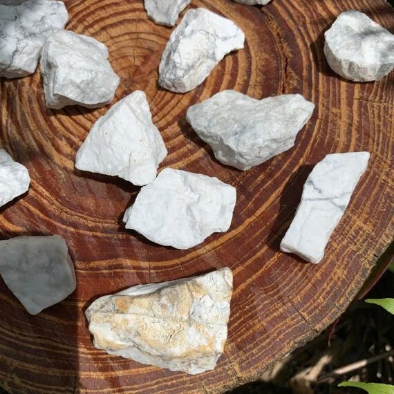 Underside view of Grade A Howlite raw stone, showing earthy tone, sourced from Minas Gerais, Brazil.