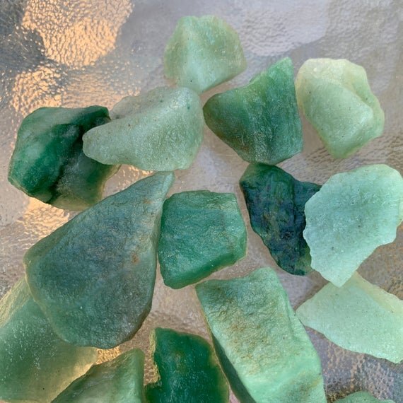 Full profile of Grade AA Aventurine raw ready to ship from Beyond Bohemian