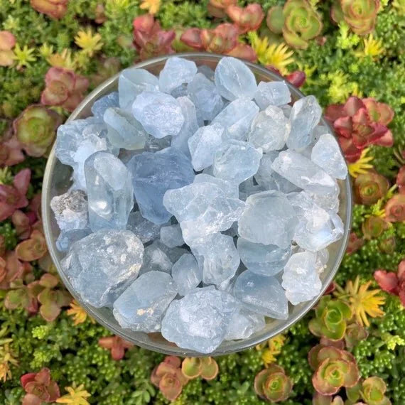 Full profile of Grade AA Celestite raw ready to ship from Beyond Bohemian