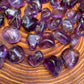 Full profile of Grade AAA Amethyst tumbled stone ready to ship from Beyond Bohemian