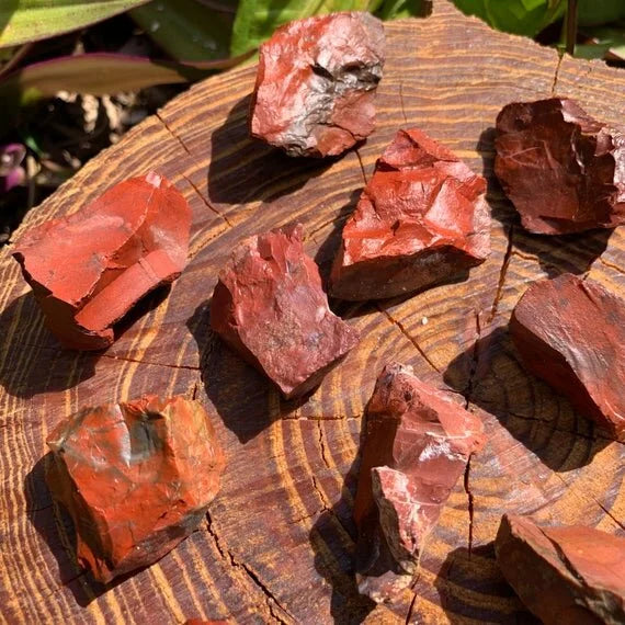 Full profile of Grade AA Red Jasper raw ready to ship from Beyond Bohemian