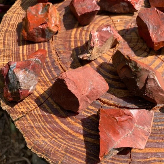 Full profile of Grade AA Red Jasper raw ready to ship from Beyond Bohemian