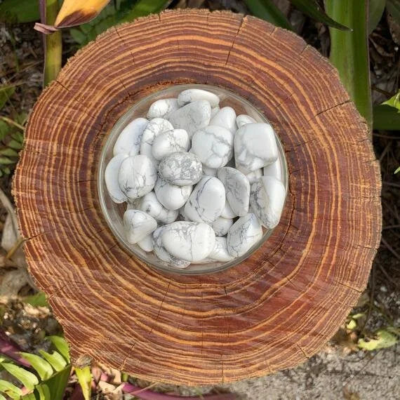 Full profile of Grade AA Howlite tumbled stone ready to ship from Beyond Bohemian