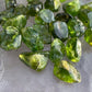 Daylight view of a Peridot tumbled stone, from San Carlos Apache Reservation, Arizona, United States.