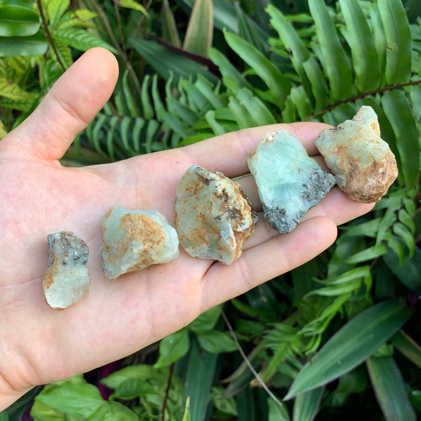 Full profile of Grade A Prehnite raw ready to ship from Beyond Bohemian