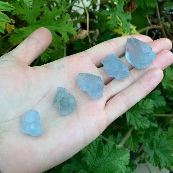 Full profile of Grade AA Celestite raw ready to ship from Beyond Bohemian