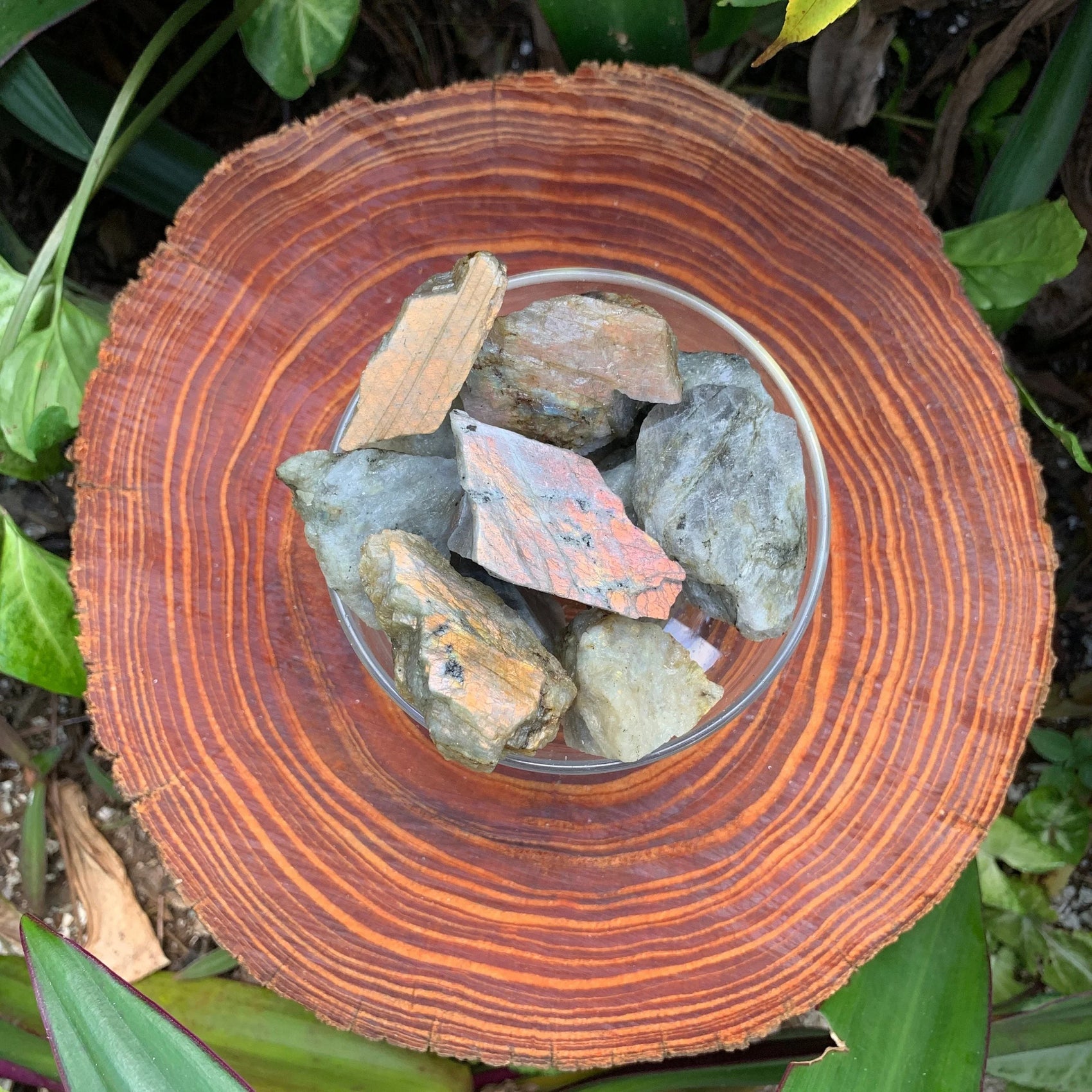 Detail of Labradorite raw stone, Madagascar-sourced, kept near for Intuition.