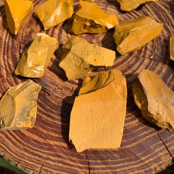 Full profile of Grade AA Yellow Jasper raw ready to ship from Beyond Bohemian