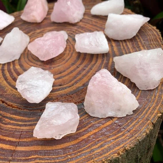 Close-up of Rose Quartz raw crystal from Madagascar, soothing wellness stone for Emotional Healing
