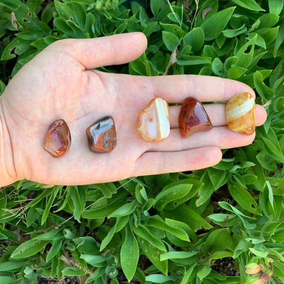 Full profile of Grade AA Carnelian tumbled stone ready to ship from Beyond Bohemian