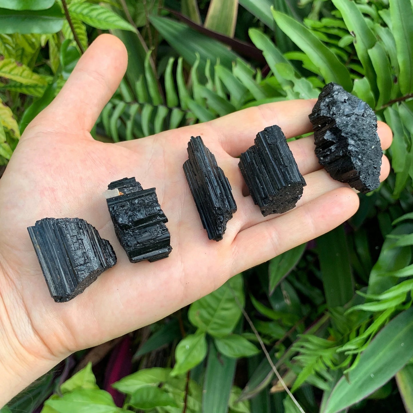 Bottom side of Black Tourmaline raw stone, showing natural texture.