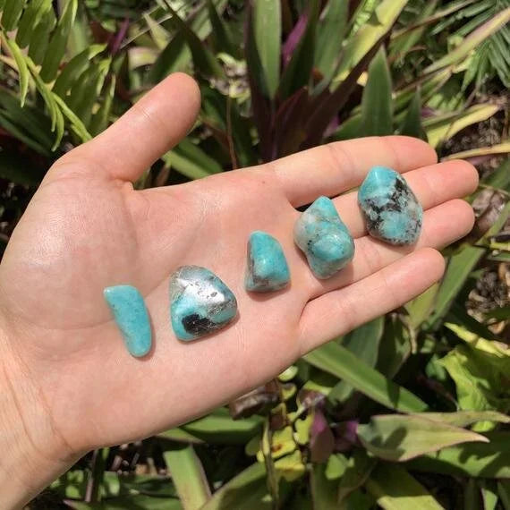 Base detail of Grade AA Amazonite tumbled stone