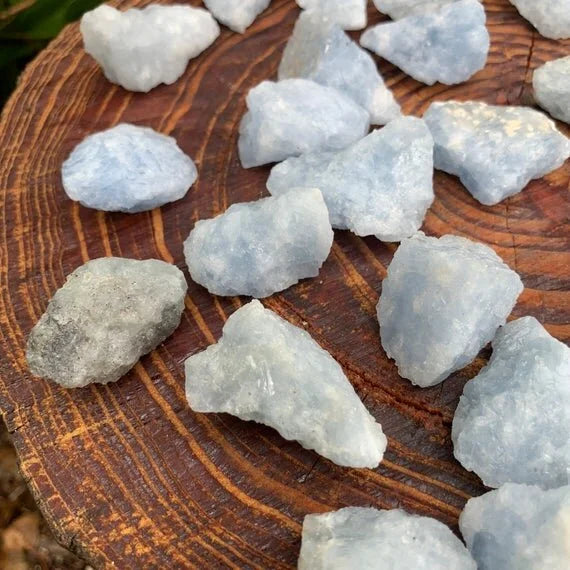 Full profile of Grade A Blue Calcite raw ready to ship from Beyond Bohemian