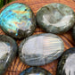Full profile of Grade AAA Labradorite palm stone ready to ship from Beyond Bohemian