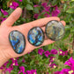 Full profile of Grade AAA Labradorite palm stone ready to ship from Beyond Bohemian