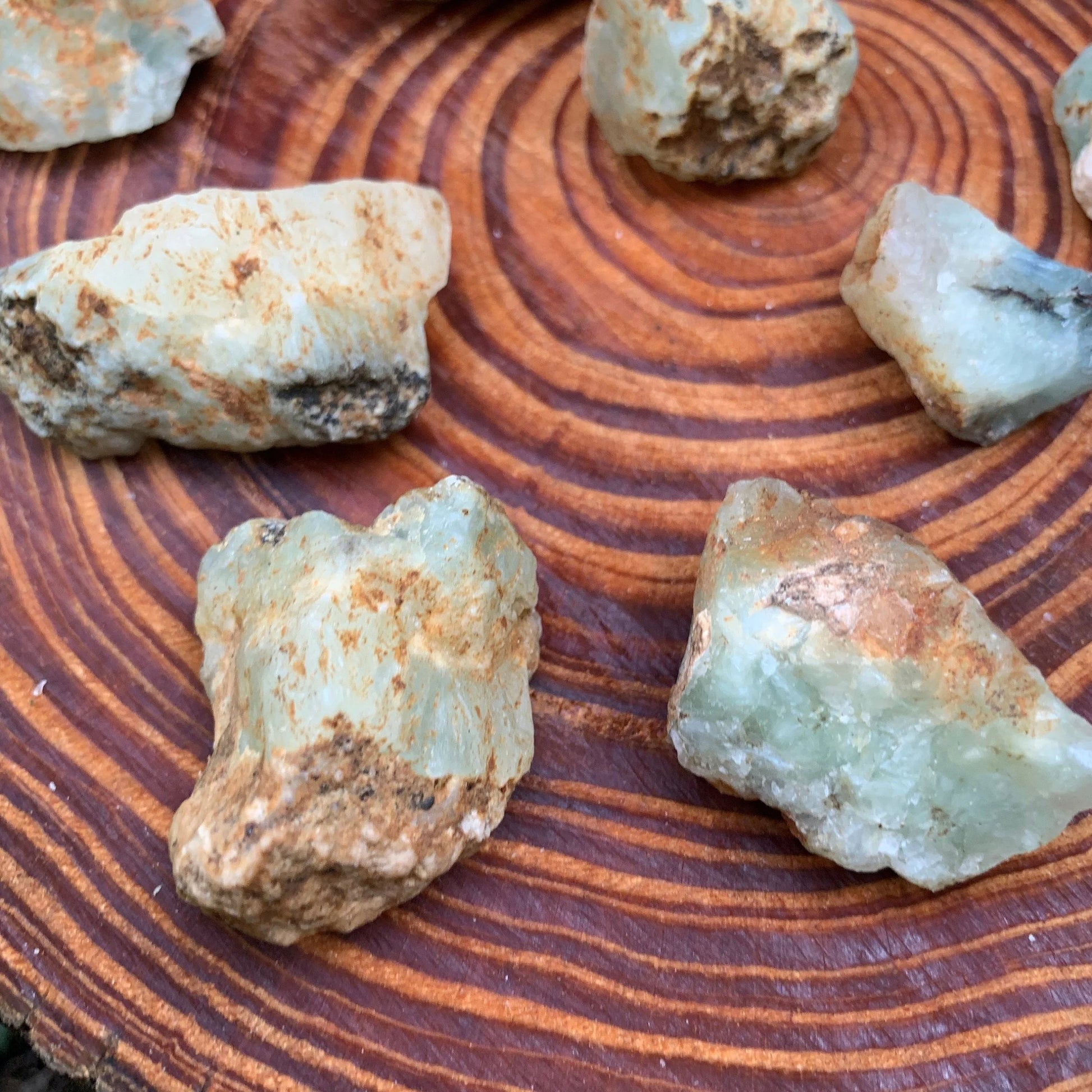 Full profile of Grade A Prehnite raw ready to ship from Beyond Bohemian