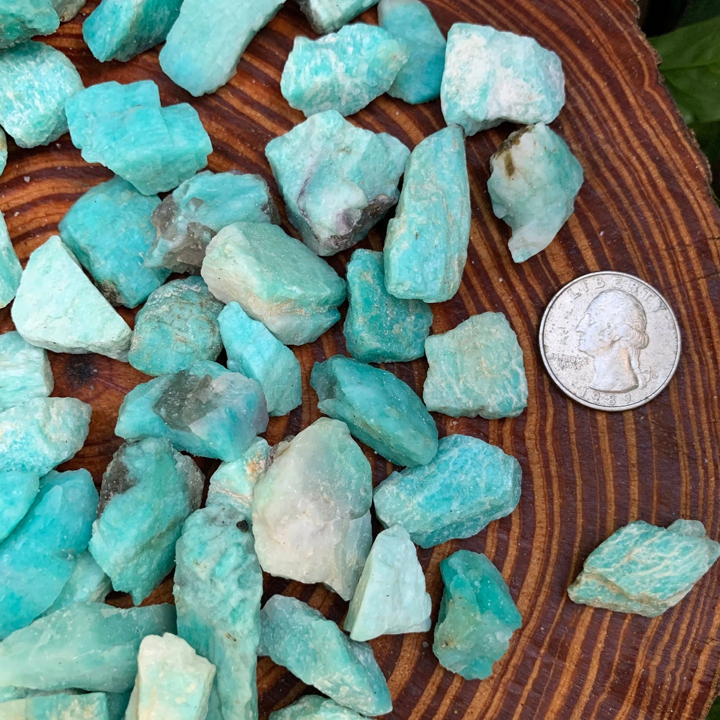 Texture-level view of blue Amazonite raw stone, often paired with practices around Stress Relief.