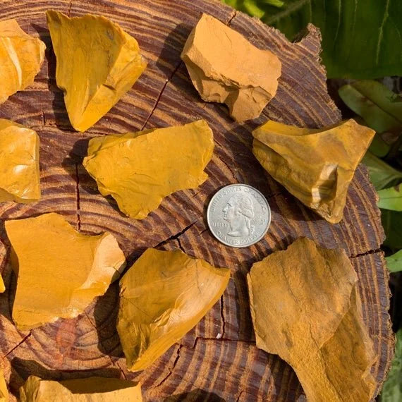 Full profile of Grade AA Yellow Jasper raw ready to ship from Beyond Bohemian