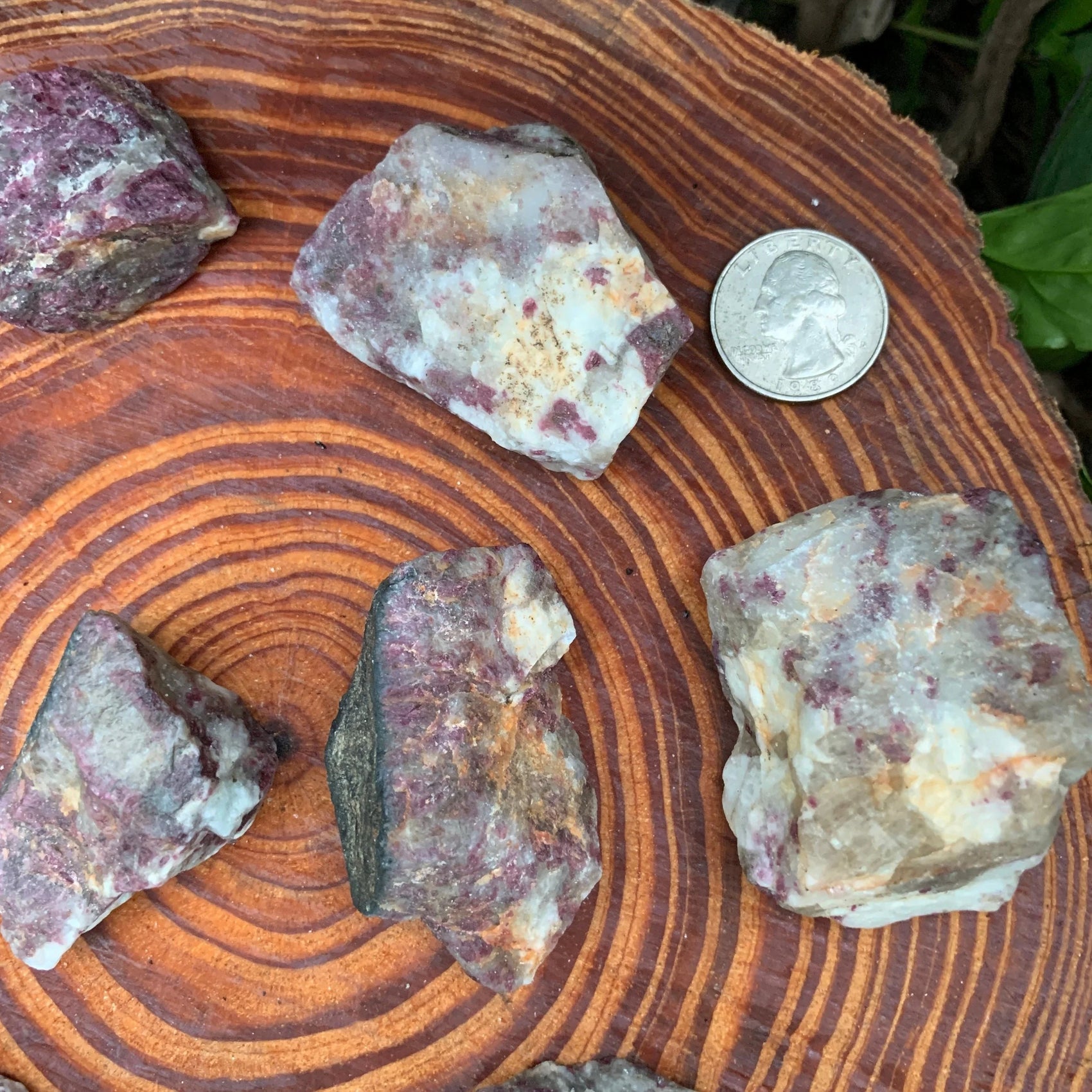 Edge view of Pink Tourmaline raw stone, showing earthy tone, hand-selected from Vakinankaratra, Madagascar.