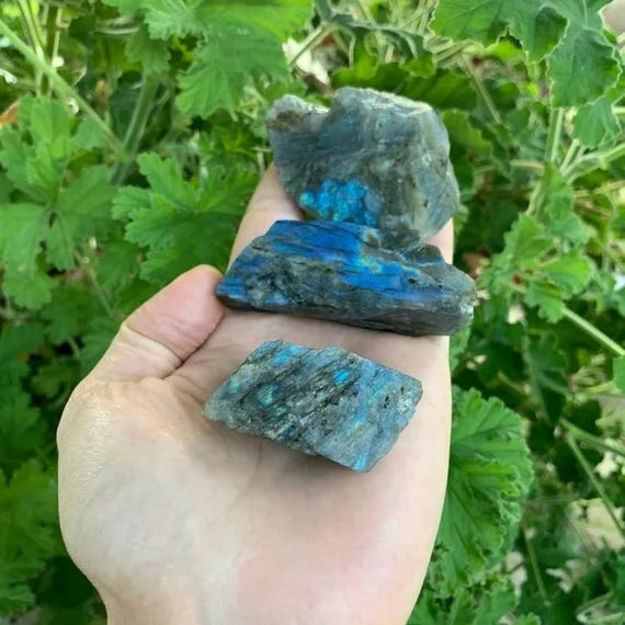 Underside detail of Labradorite raw stone, kept close for Intuition, Madagascar-sourced.