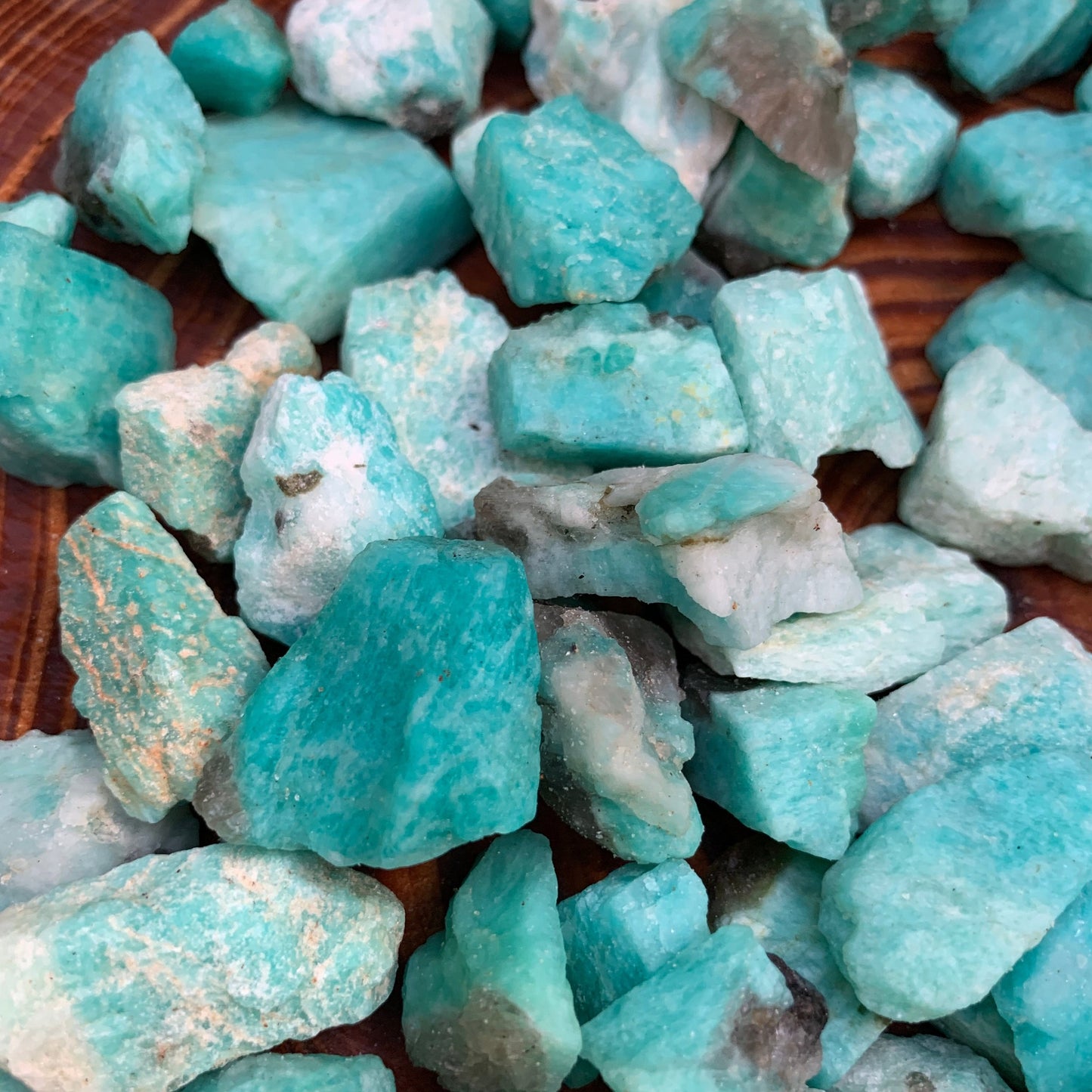 Back view of Grade AA Amazonite raw showing natural surface