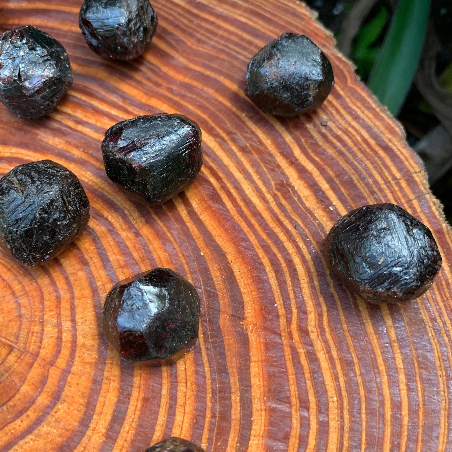 Back view of Grade AA Garnet raw showing natural surface