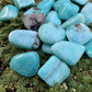 Full profile of Grade AA Amazonite tumbled stone ready to ship from Beyond Bohemian