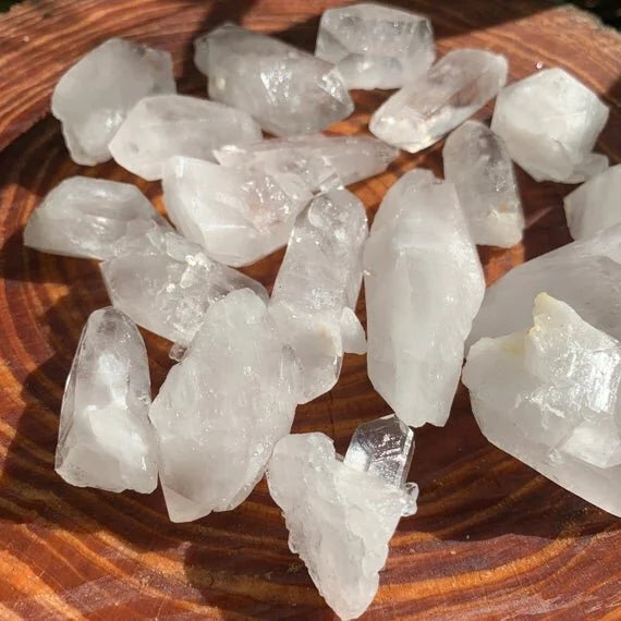 Detail shot of Grade A Clear Quartz point under natural light