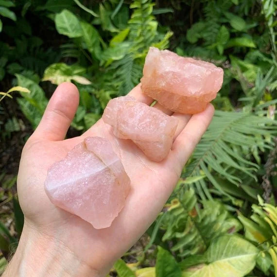 Alternate side of pink Rose Quartz raw stone, traditionally used for Love.