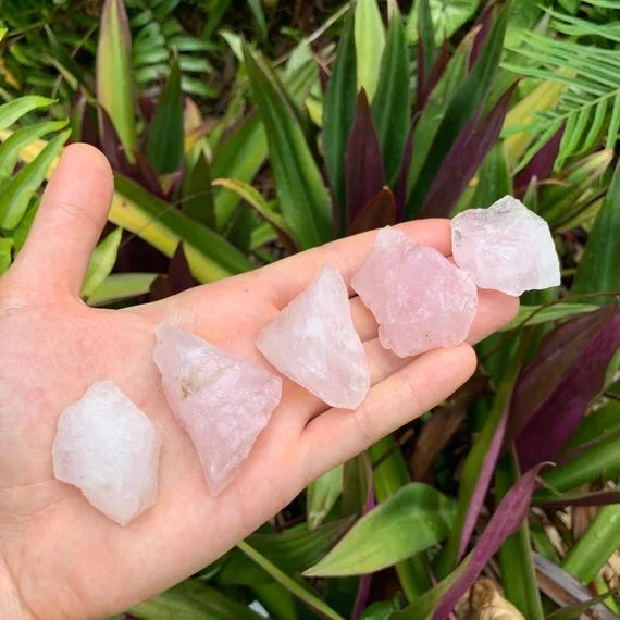 Handheld Rose Quartz raw crystal from Madagascar for meditation, Emotional Healing and Stress Relief