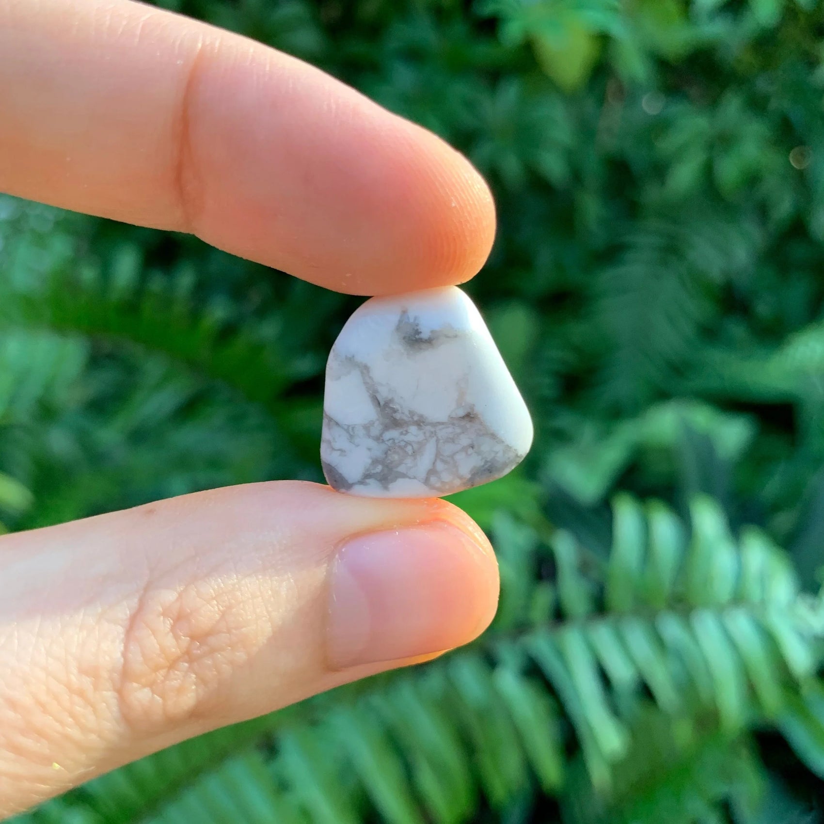 Full profile of Grade AA Howlite tumbled stone ready to ship from Beyond Bohemian