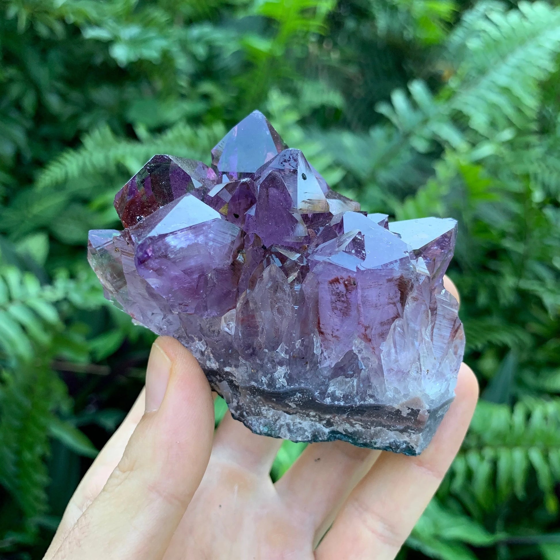 Detail shot showing Amethyst specimen, showing tight grain.