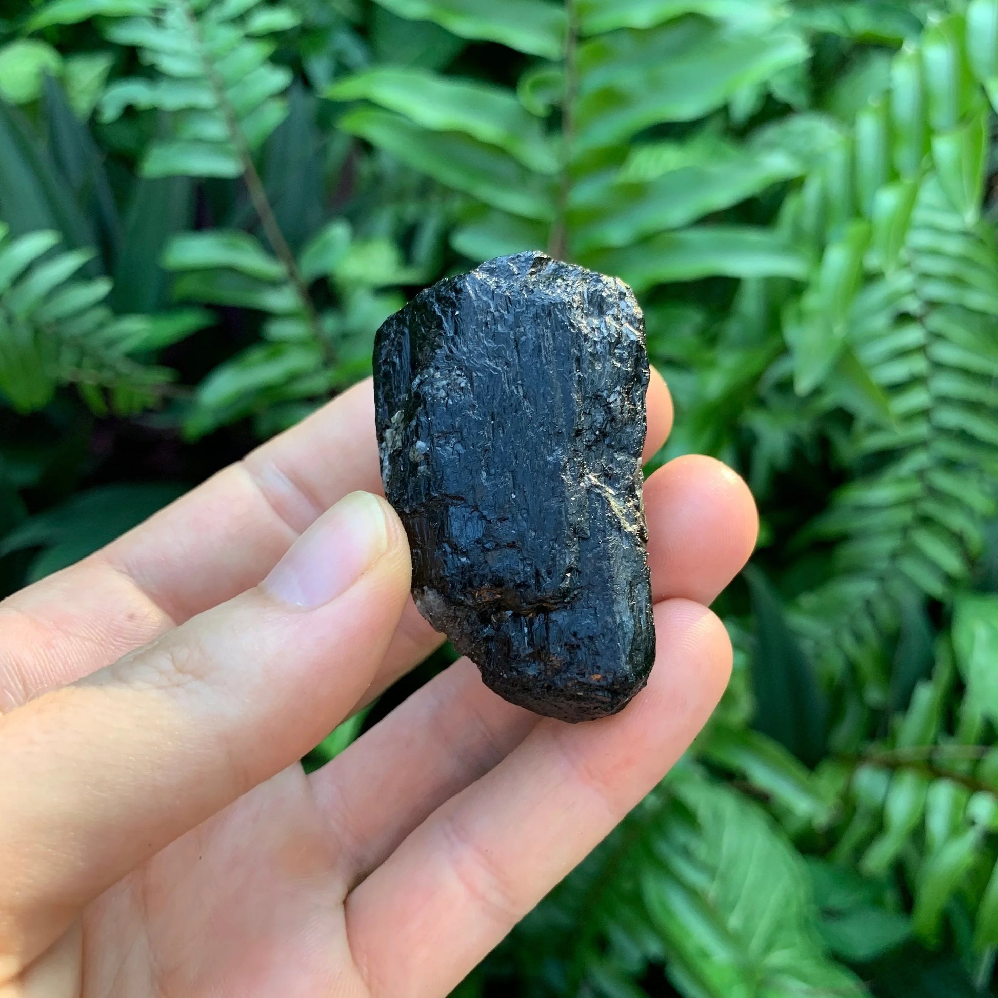 Full profile of Grade AA Black Tourmaline raw ready to ship from Beyond Bohemian