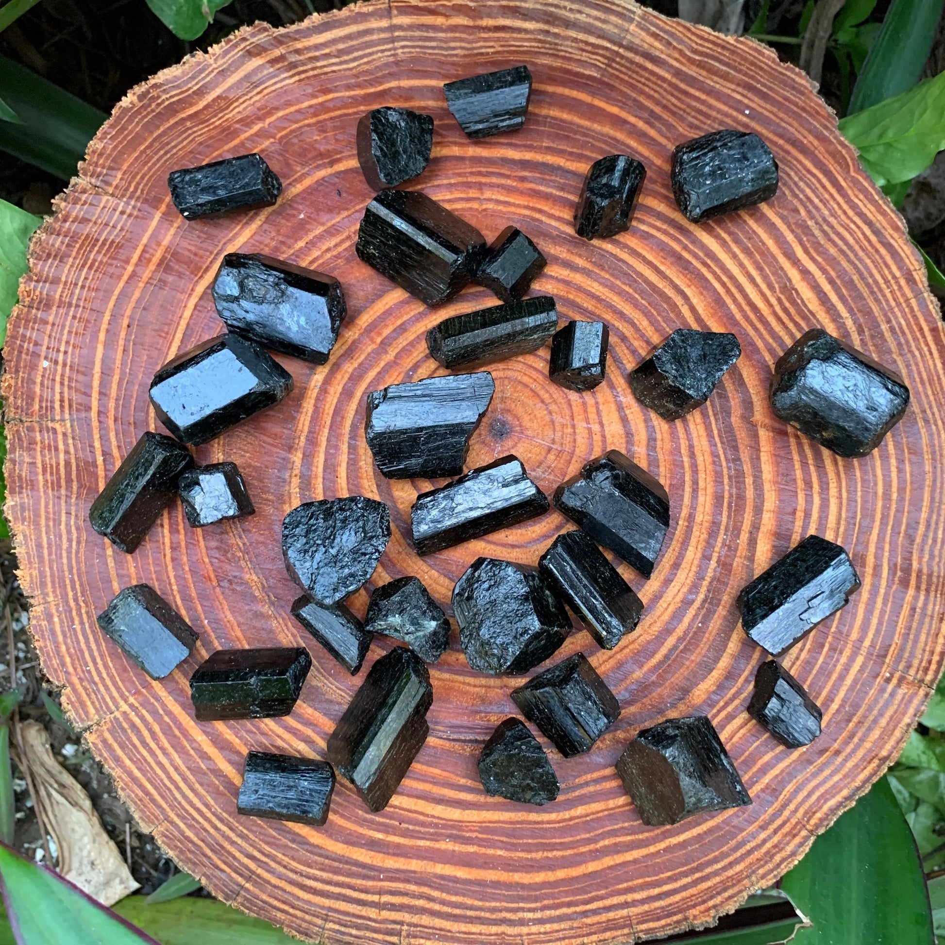 Underside view of Black Tourmaline raw stone, for Protection and Grounding, Madagascar-sourced.