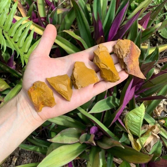 Full profile of Grade AA Yellow Jasper raw ready to ship from Beyond Bohemian