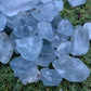 Daylight detail of Celestite raw crystal, from Sakoany, Madagascar, captured in natural daylight.