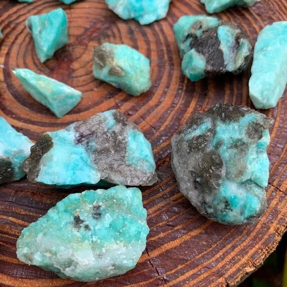 Full profile of Grade AA Amazonite raw ready to ship from Beyond Bohemian