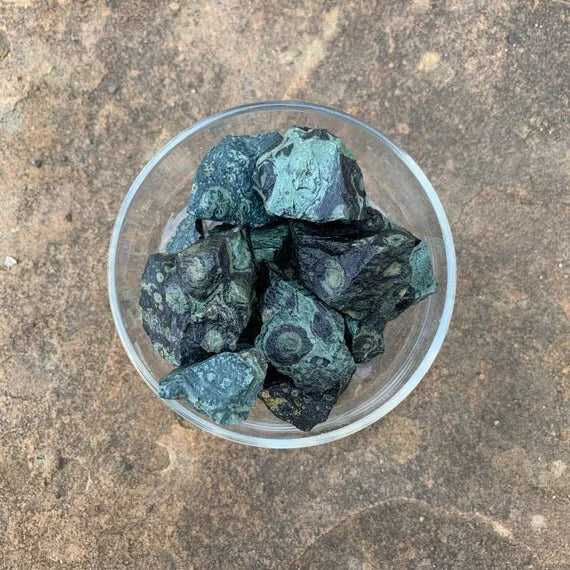 Grade a kambaba jasper raw held in hand for size reference