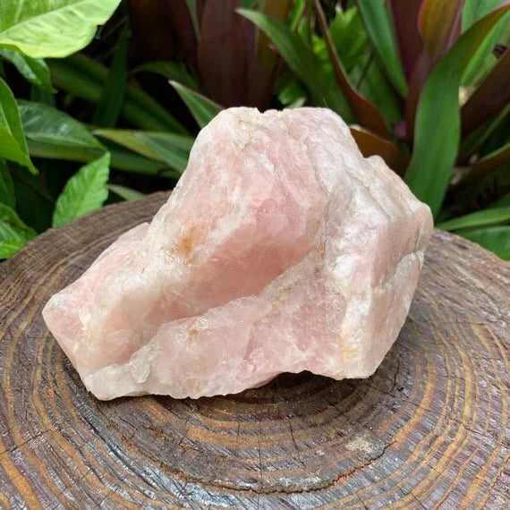 Full profile of Grade AA Rose Quartz specimen ready to ship from Beyond Bohemian